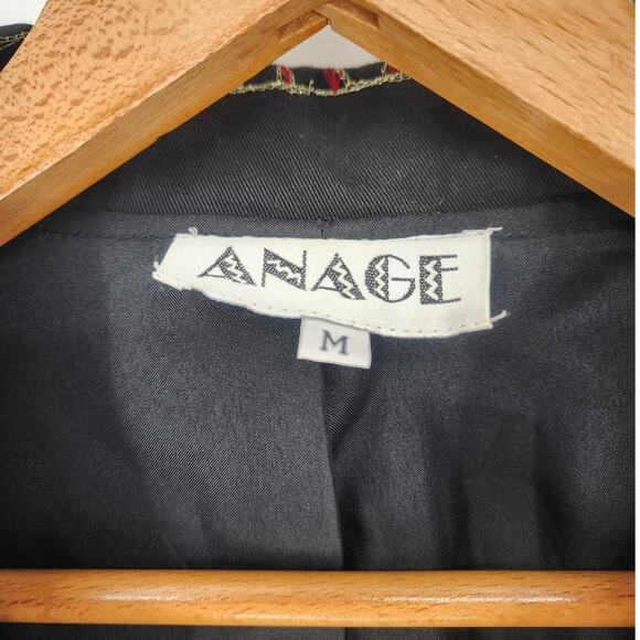 Vintage Anage Black Embroidered Patchwork Blazer Women’s Size Medium - Picture 3 of 16